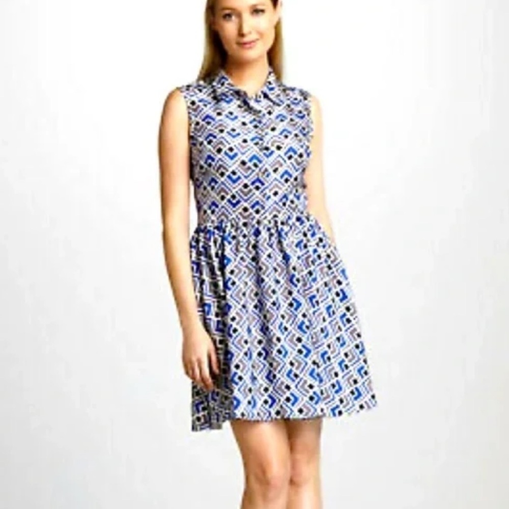 Kate Spade Lora Sleeveless Fi N Flare Collared Silk Dress Size 00
